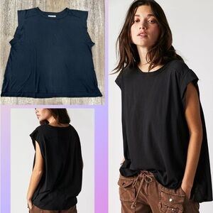 Free People Black Boxy Muscle Tee